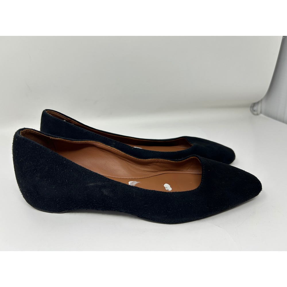 Aquatalia Black Suede Wedge Flats Made in Italy Womens Size 6.5 Almond Toe - Picture 3 of 9